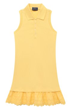 Детское хлопковое платье POLO RALPH LAUREN желтого цвета, арт. 311862270 | Фото 1 (Материал внешний: Хлопок; Девочки Кросс-КТ: Платье-одежда; Случай: Повседневный; Драгоценные камни: Проставлено; Материал сплава: Проставлено; Рукава: Без рукавов; Ростовка одежда: 2 года | 92 см, 3 года | 98 см, 4 года | 104 см)
