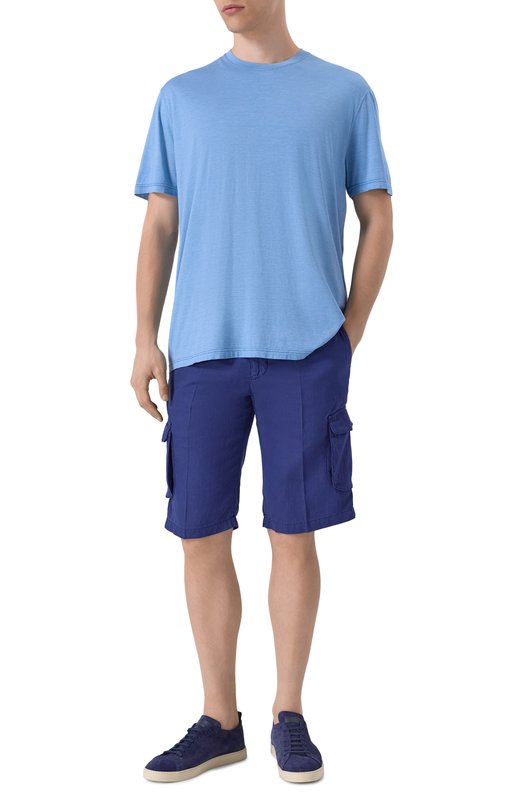 Футболка из шелка и хлопка Kiton UMK063202 Голубой  UMK063202 Фото 2