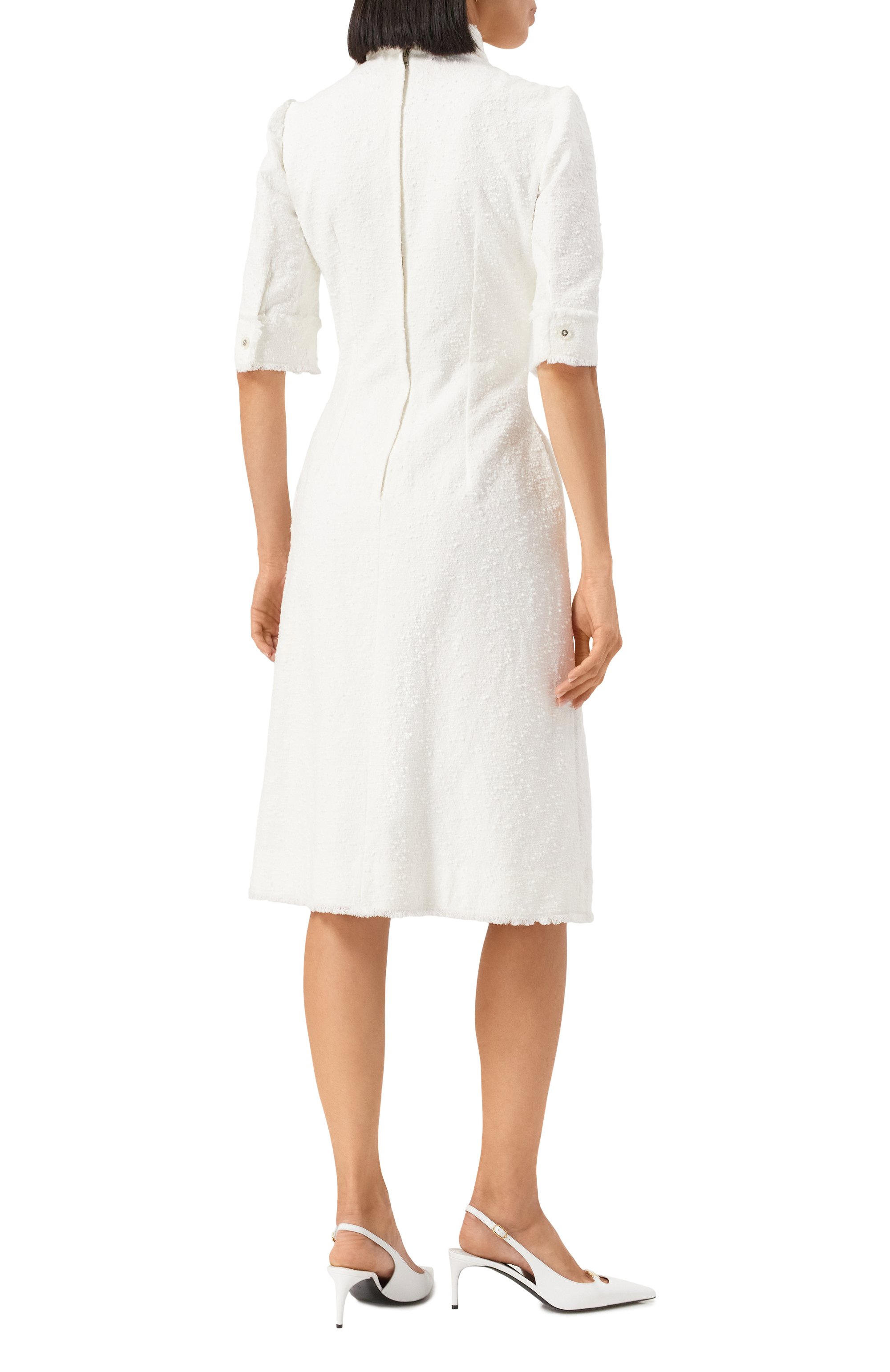 Твидовое платье DOLCE & GABBANA белого цвета по цене 282500 руб., арт. F6JJRT/HUMT9, фото 4 Твидовое платье DOLCE & GABBANA, арт. F6JJRT/HUMT9, фото 4
