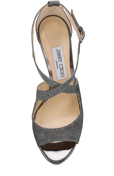 Босоножки emily 100 из металлизированного текстиля на шпильке JIMMY CHOO, арт. EMILY 100/LAG, фото 5