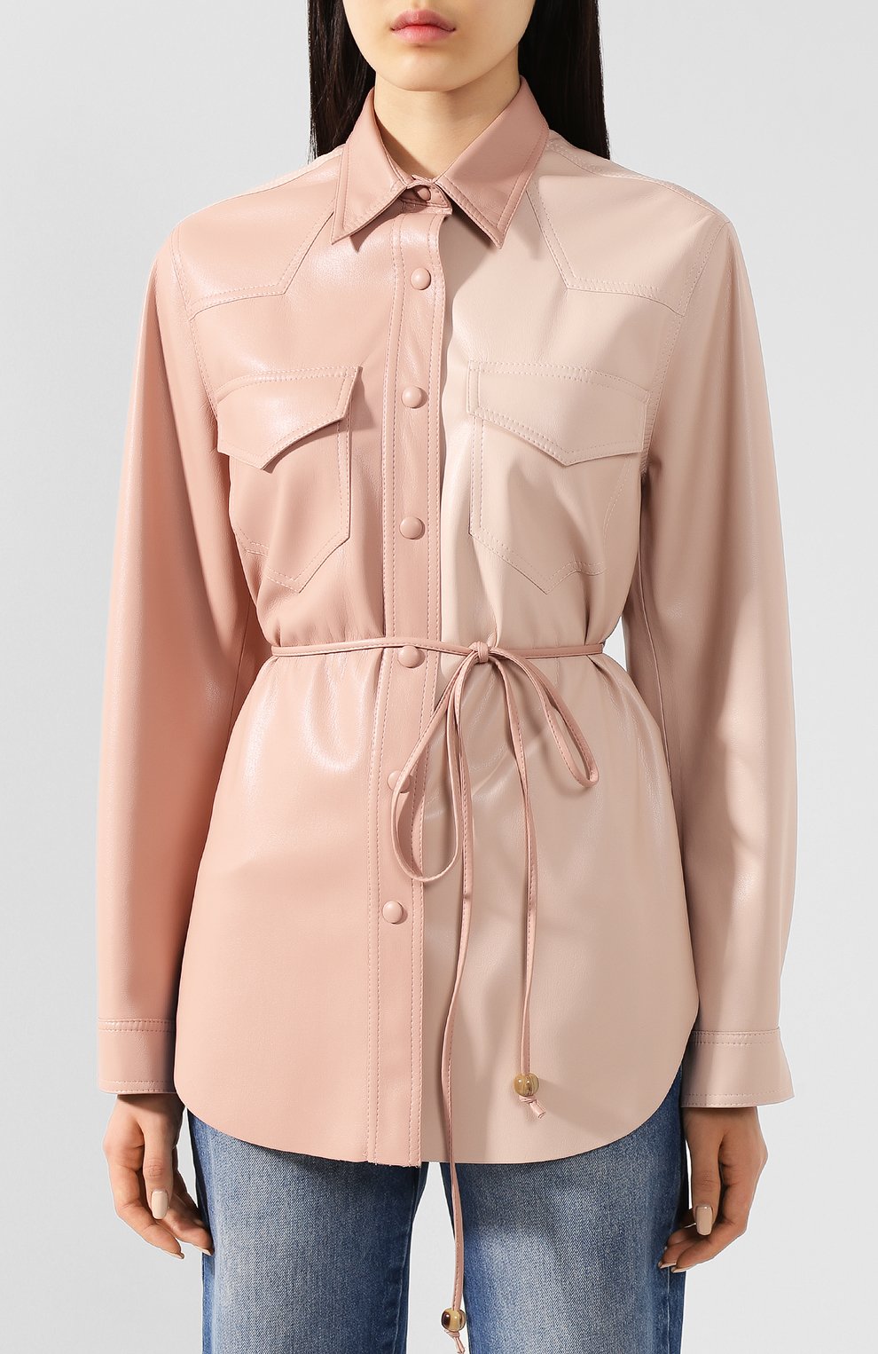 Рубашка с поясом NANUSHKA, арт. EDDY_BLUSH PATCHW0RK_VEGAN LEATHER, фото 3