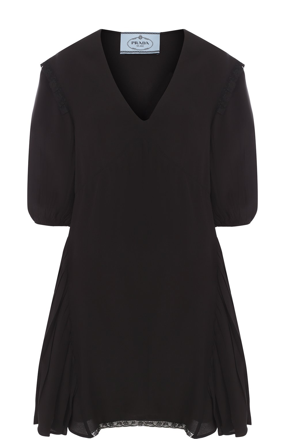 Однотонное приталенное мини-платье с v-образным вырезом PRADA, арт. P35Q9-1H51-F0002, фото 1