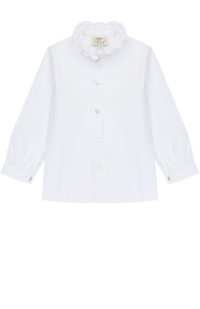 Хлопковая блуза с кружевным воротником-стойкой CAF, арт. 22-P0/R0UCHE DEL C0LLETT0/12A-14A, фото 1