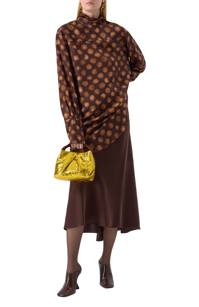 Женская сумка DRIES VAN NOTEN золотого цвета, арт. 251-011524-207 | Фото 7 (Размер: small; Ремень/цепочка: На ремешке; Материал: Натуральная кожа; Женское Кросс-КТ: Вечерняя сумка)