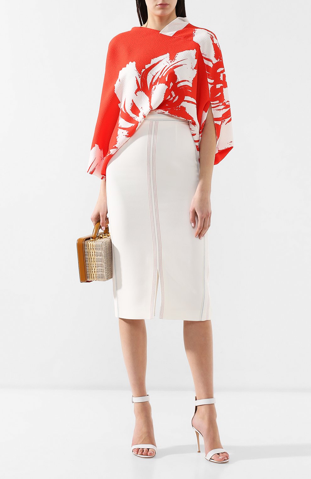 Топ с принтом ROLAND MOURET красного цвета по цене 43050 руб., арт. PS19/S0545/F6397, фото 2 Топ с принтом ROLAND MOURET, арт. PS19/S0545/F6397, фото 2