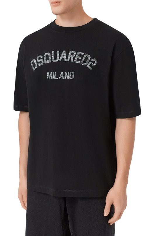 Хлопковая футболка Dsquared2 S74GD1476/D20020 Чёрный  S74GD1476/D20020 Фото 3