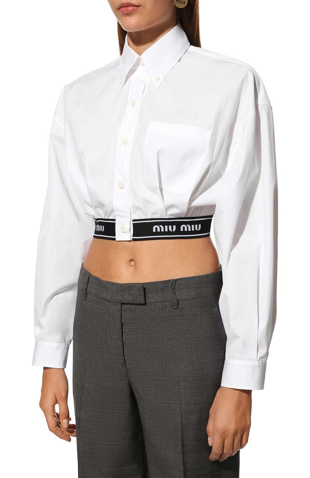Хлопковая рубашка MIU MIU, арт. MK1435-1UCS-F0009, фото 3