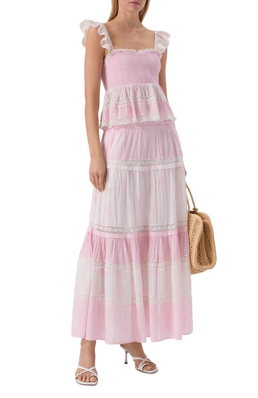 Хлопковая юбка Love Shack Fancy LS771-3455 Розовый  LS771-3455 Фото 2