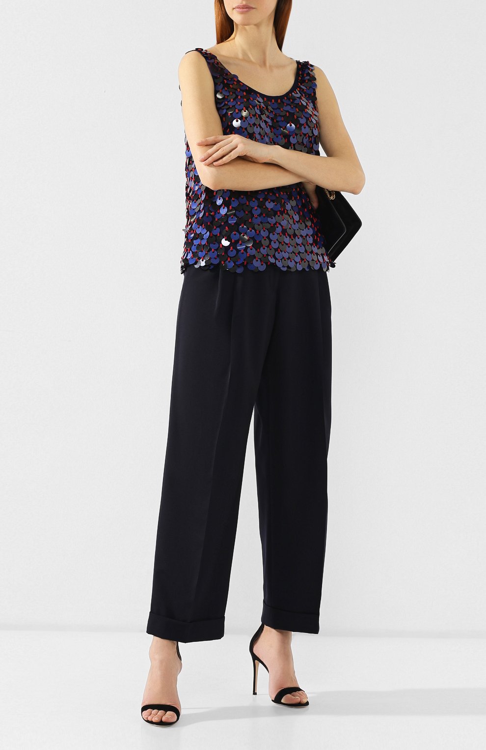 Шерстяные брюки DRIES VAN NOTEN темно-синего цвета по цене 47950 руб., арт. 191-10920-7228, фото 2 Шерстяные брюки DRIES VAN NOTEN, арт. 191-10920-7228, фото 2
