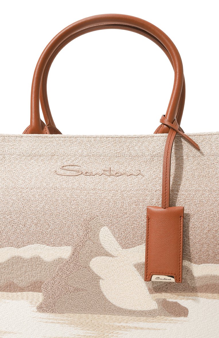 Женская сумка SANTONI бежевого цвета, арт. DIBBA2457BA-HTR5E15 | Фото 3 (Размер: large; Материал: Текстиль)