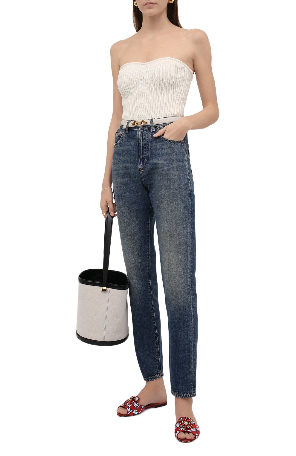 Комбинированные шлепанцы bianca DOLCE & GABBANA красного цвета по цене 78900 руб., арт. CQ0023/AJ747, фото 2 Комбинированные шлепанцы bianca DOLCE & GABBANA, арт. CQ0023/AJ747, фото 2