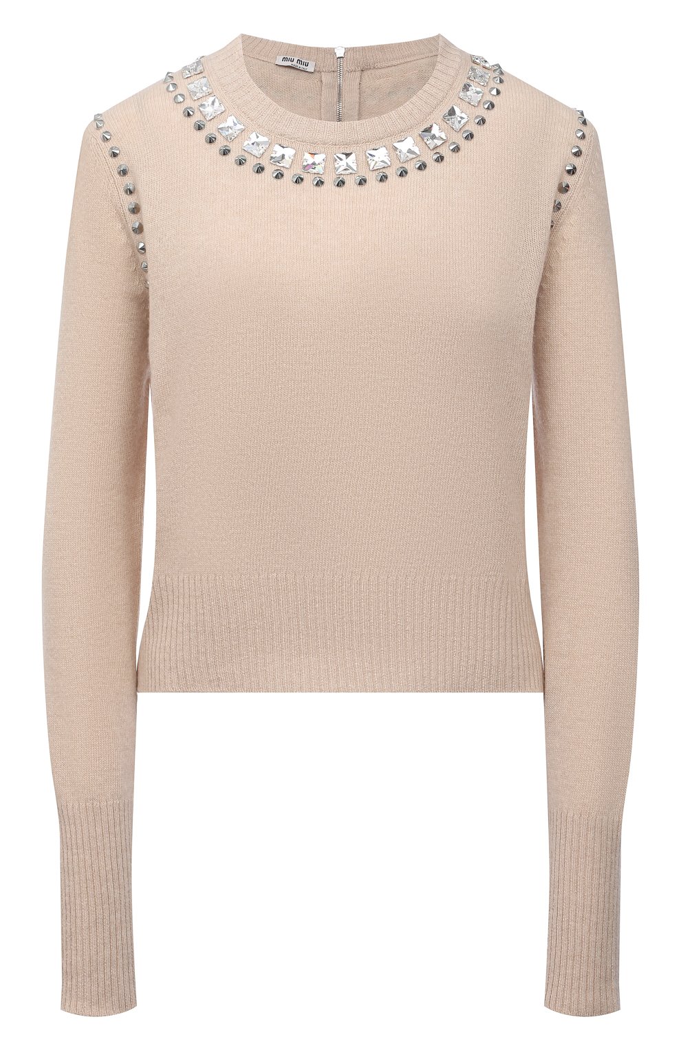 Шерстяной пуловер MIU MIU бежевого цвета по цене 135000 руб., арт. MML526-1Z4A-F0627, фото 1 Шерстяной пуловер MIU MIU, арт. MML526-1Z4A-F0627, фото 1