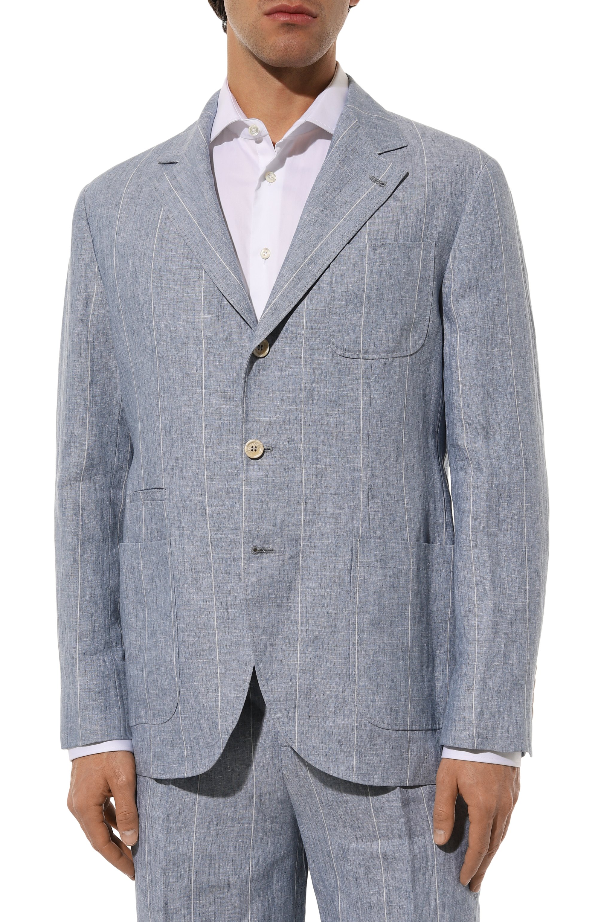 Льняной костюм BRUNELLO CUCINELLI синего цвета по цене 432000 руб., арт. MB400EDNS, фото 3 Льняной костюм BRUNELLO CUCINELLI, арт. MB400EDNS, фото 3