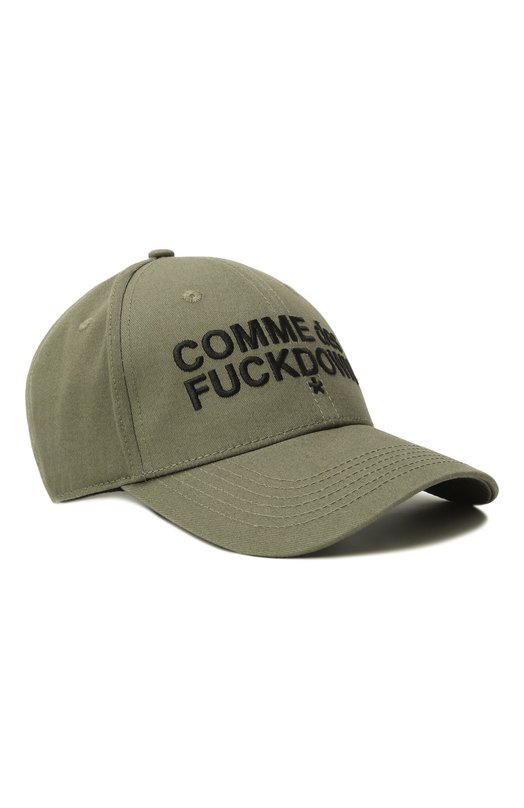 Хлопковая бейсболка Comme des Fuckdown CFACX00210 Хаки CFACX00210