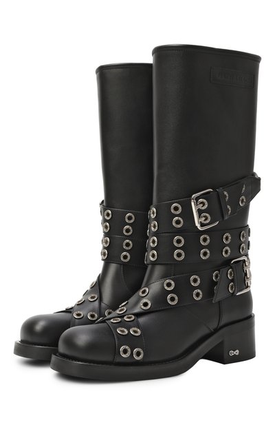 Женские кожаные сапоги buckle belt 50 MACH & MACH, арт. FW25-S0977-50-VCL-BLK