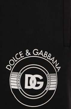 Мужские хлопковые джоггеры DOLCE & GABBANA черного цвета, арт. GV2VHT/G7J6C | Фото 5 (Длина (брюки, джинсы): Стандартные; Мат�ериал сплава: Проставлено; Материал внешний: Хлопок; Драгоценные камни: Проставлено; Силуэт М (брюки): Джоггеры; Стили: Кэжуэл)