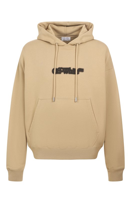 Хлопковое худи Off-White 0MBB085S25FLE00I Бежевый 0MBB085S25FLE00I