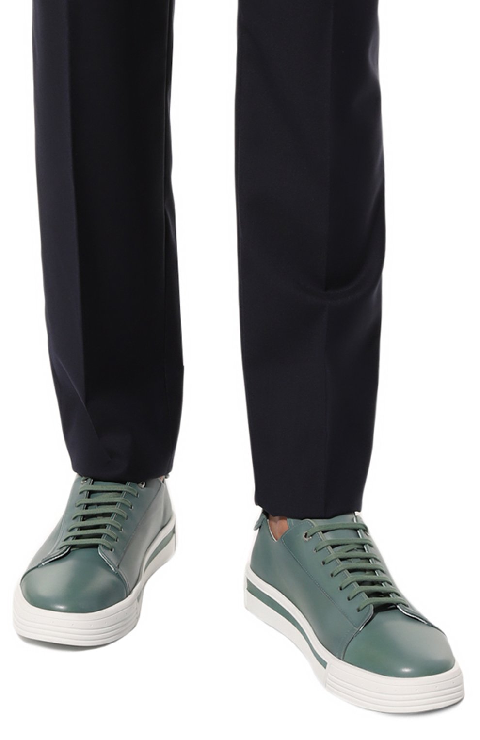 Кожаные кеды STEFANO RICCI зеленого цвета по цене 94150 руб., арт. UE23G6396/VT, фото 3 Кожаные кеды STEFANO RICCI, арт. UE23G6396/VT, фото 3