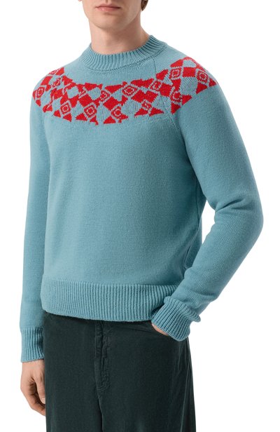 Шерстяной свитер DRIES VAN NOTEN голубого цвета по цене 67550 руб., арт. 021226/4707, фото 3 Шерстяной свитер DRIES VAN NOTEN, арт. 021226/4707, фото 3