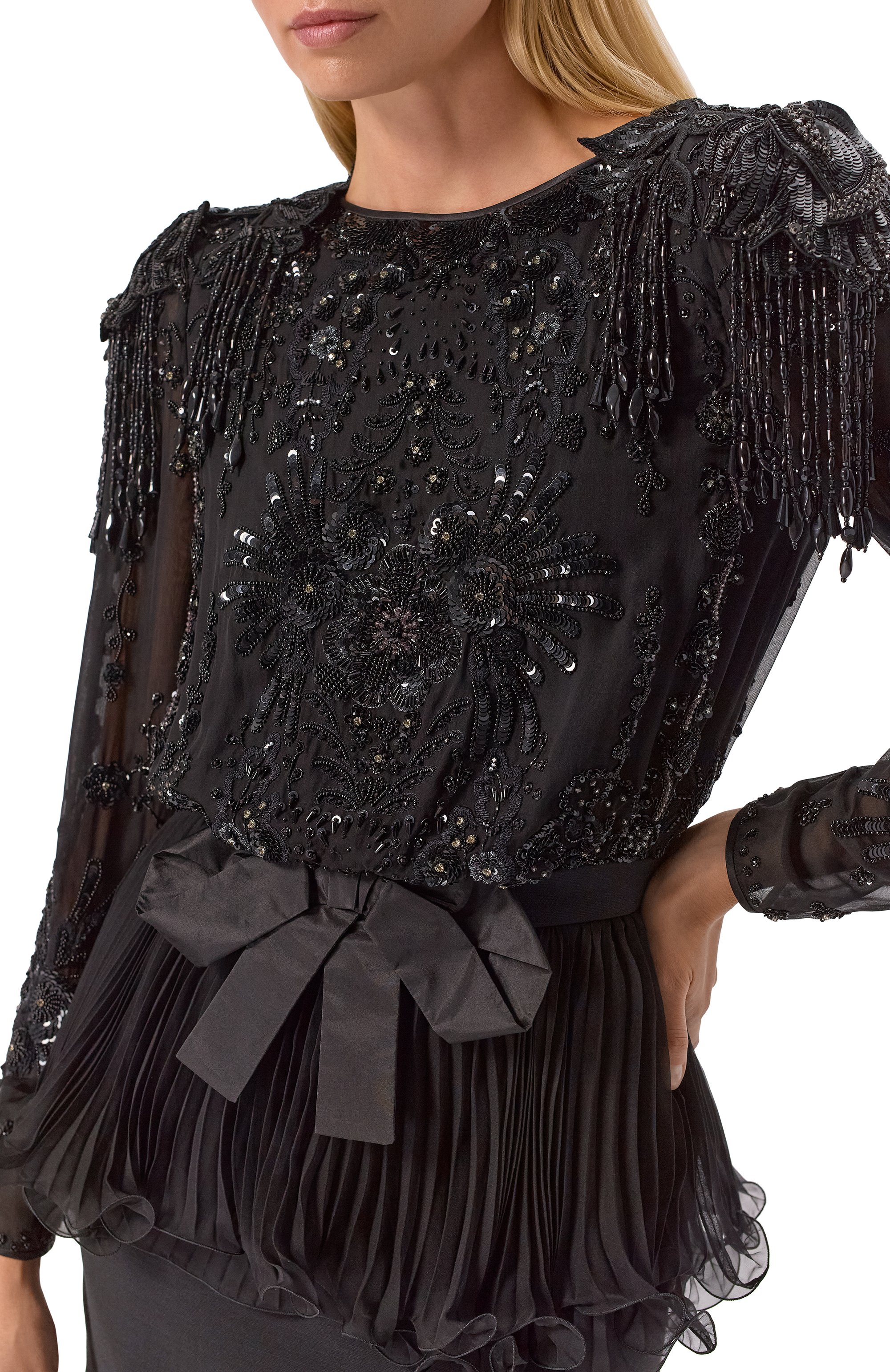 Шелковое платье с отделкой пайетками VALENTINO, арт. 7B0VAGJ0/2UP, фото 4