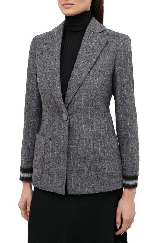 Жакет из шерсти и хлопка Giorgio Armani 0WHGG0HS/T004G Серый  0WHGG0HS/T004G Фото 4