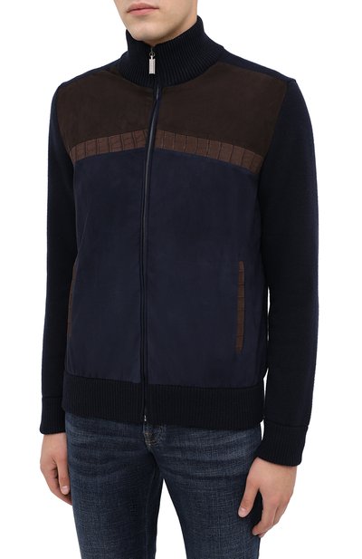 Кашемировый кардиган с отделкой из кожи аллигатора ZILLI, арт. MBU-BL255-LUXU1/ML01/AMIS, фото 3