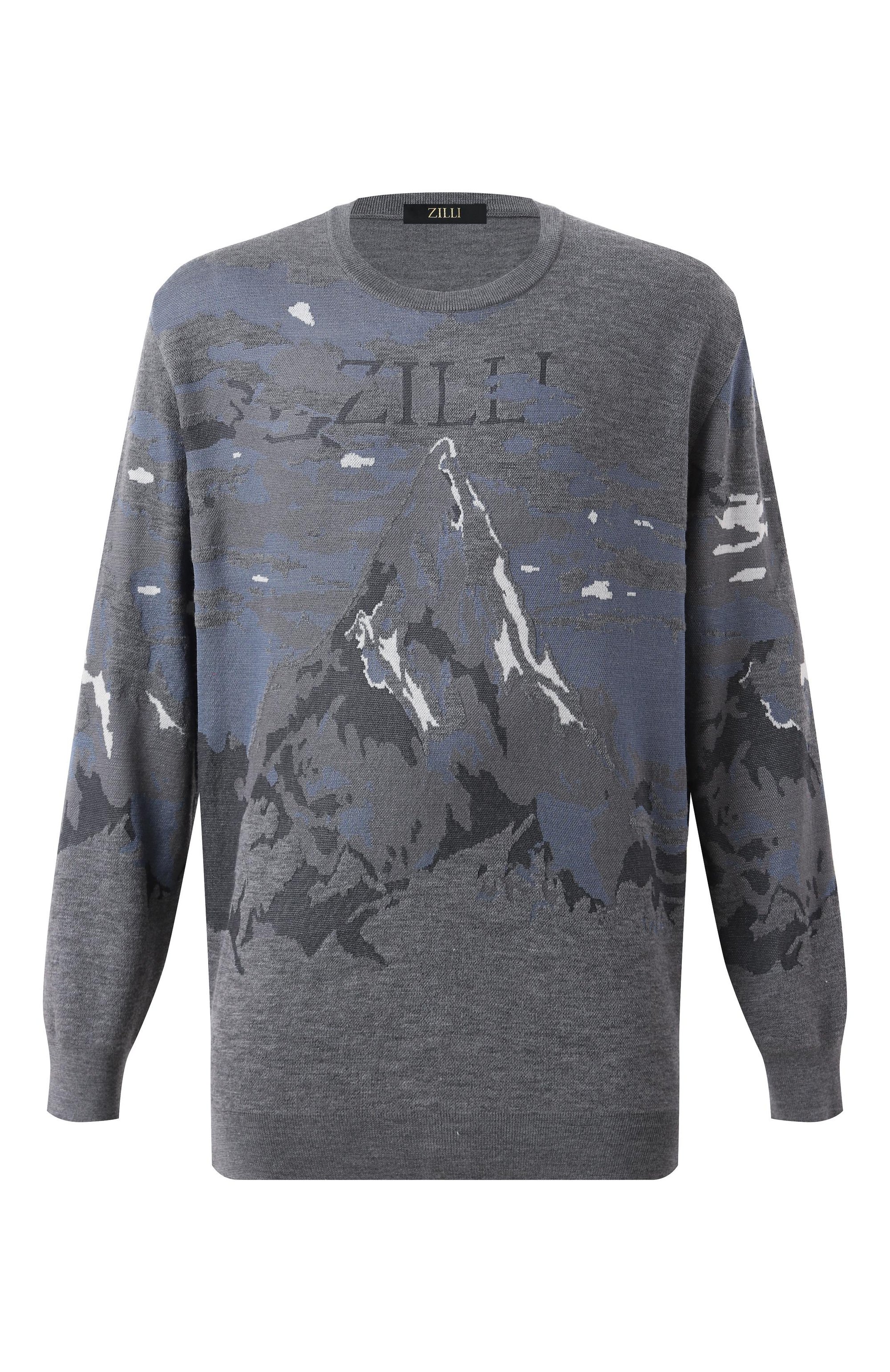 Джемпер из шерсти и шелка ZILLI темно-серого цвета по цене 160500 руб., арт. KRN001M0240VNMU00/68, фото 1 Джемпер из шерсти и шелка ZILLI, арт. KRN001M0240VNMU00/68, фото 1