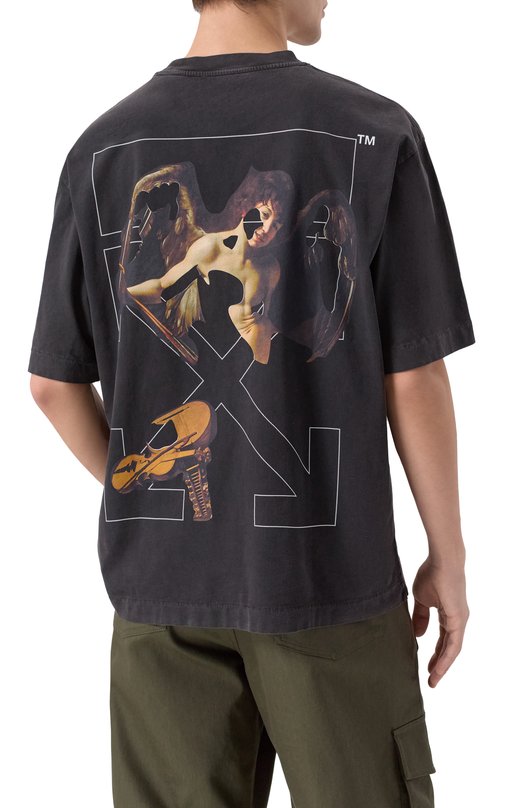 Хлопковая футболка Off-White 0MAA120F25JER00V Чёрный  0MAA120F25JER00V Фото 4