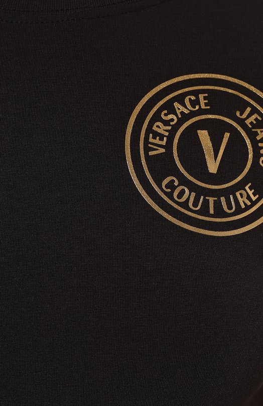 Хлопковая футболка Versace Jeans Couture 76HAHT02/CJ03T Чёрный  76HAHT02/CJ03T Фото 5