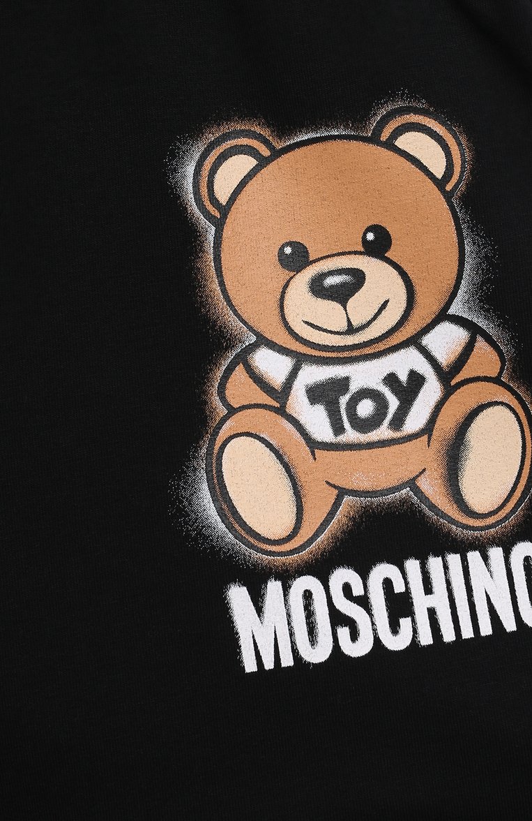 Детские хлопковые шорты MOSCHINO черного цвета, арт. HDQ007/LDA13/10A-14A | Фото 3 (Материал внешний: Хлопок; Девочки Кросс-КТ: Шорты-одежда; Региональные ограничения белый список (Axapta Mercury): RU; Случай: Повседневный; Нос: Не проставлено; Ростовка одежда: 10 - 11 лет | 140 - 146см, 12 лет | 152 см, 13 - 15 лет | 158 см)