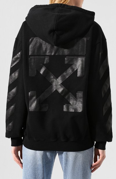Хлопковое худи OFF-WHITE черного цвета по цене 39950 руб., арт. 0WBB032E19F300961010, фото 4 Хлопковое худи OFF-WHITE, арт. 0WBB032E19F300961010, фото 4