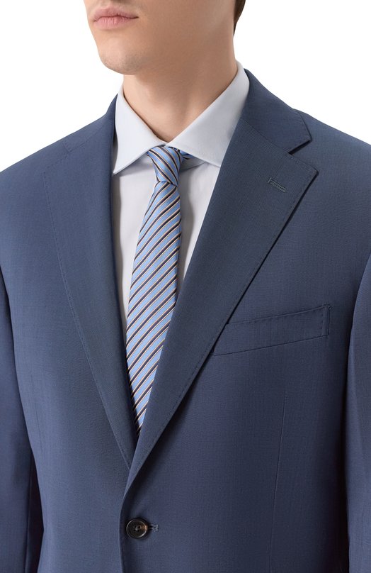 Галстук из шелка и хлопка Giorgio Armani GM000800/TE20409 Голубой  GM000800/TE20409 Фото 2