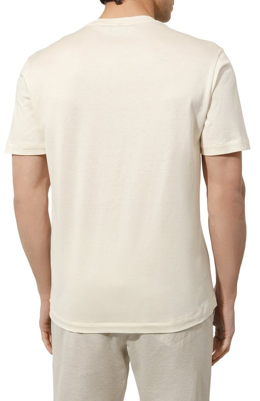 Футболка из шелка и хлопка Brioni UJPQ0L/PB624 Кремовый  UJPQ0L/PB624 Фото 4