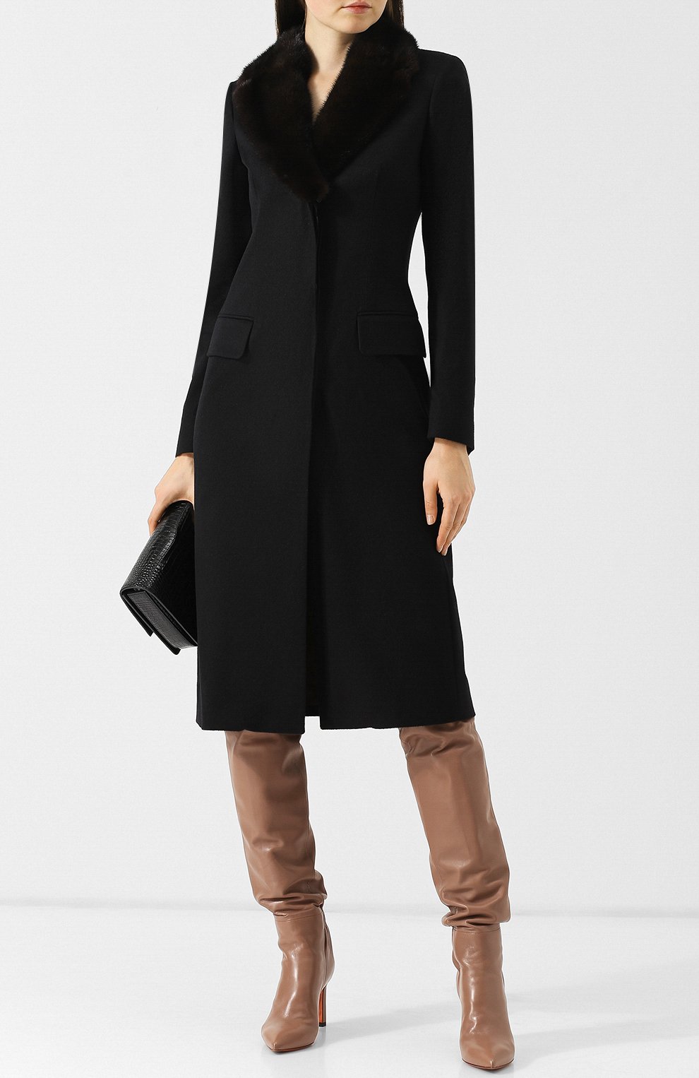 Приталенное кашемировое пальто с меховым воротником COLOMBO, арт. CP00044/LCP01/97035-10, фото 2