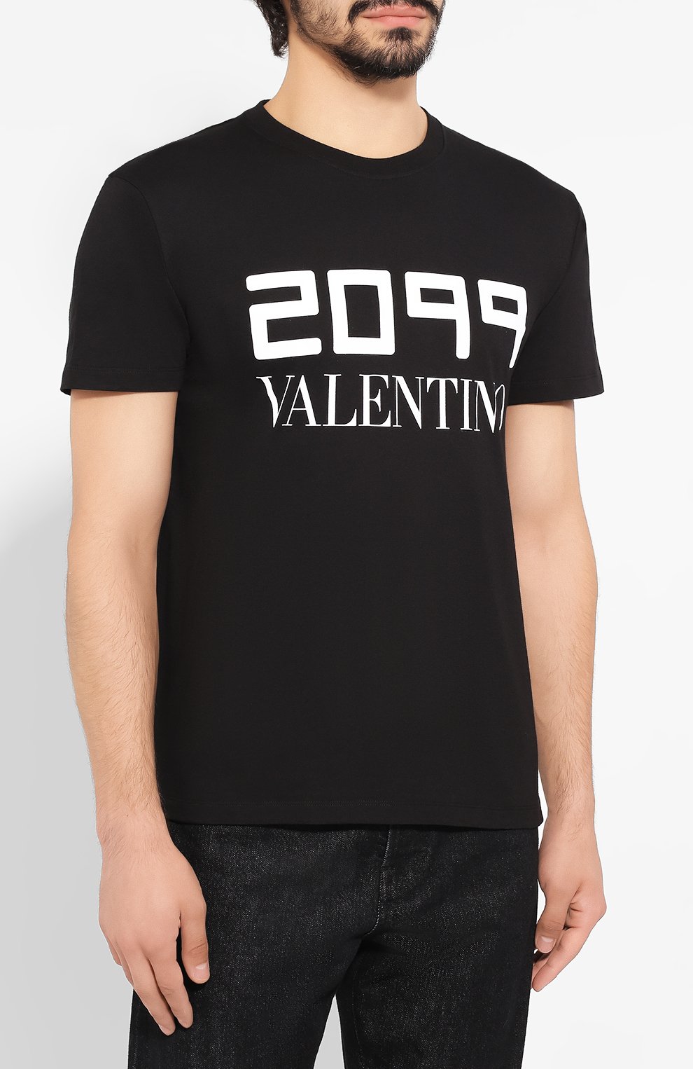 Хлопковая футболка VALENTINO черного цвета по цене 39150 руб., арт. SV0MG04E5SJ, фото 3 Хлопковая футболка VALENTINO, арт. SV0MG04E5SJ, фото 3
