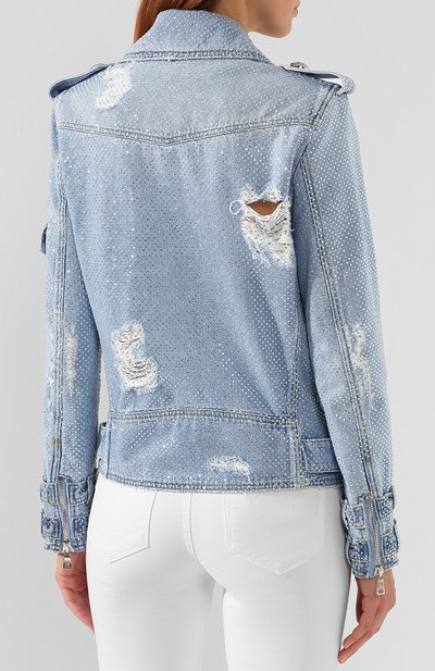 Джинсовая куртка BALMAIN голубого цвета по цене 418000 руб., арт. RF08279/D048, фото 4 Джинсовая куртка BALMAIN, арт. RF08279/D048, фото 4