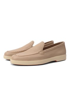 Женские кожаные лоферы SANTONI бежевого цвета, арт. WUYG71436TISSWKA | Фото 1 (Подошва: Платформа; Драгоценные камни: Проставлено; Каблук высота: Низкий; Материал сплава: Проставлено; Материал внешний: Натуральная кожа; Материал внутренний: Натуральная кожа)