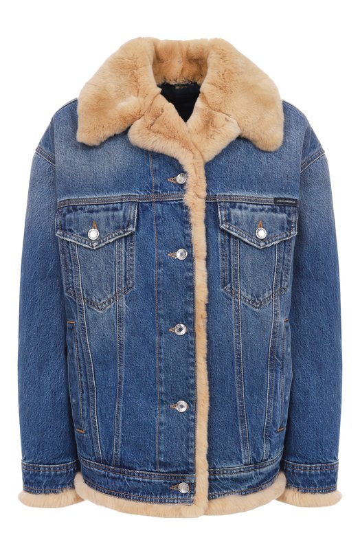 Джинсовая куртка с отделкой из кролика Dolce & Gabbana F9S89D/G8NV4 Синий F9S89D/G8NV4