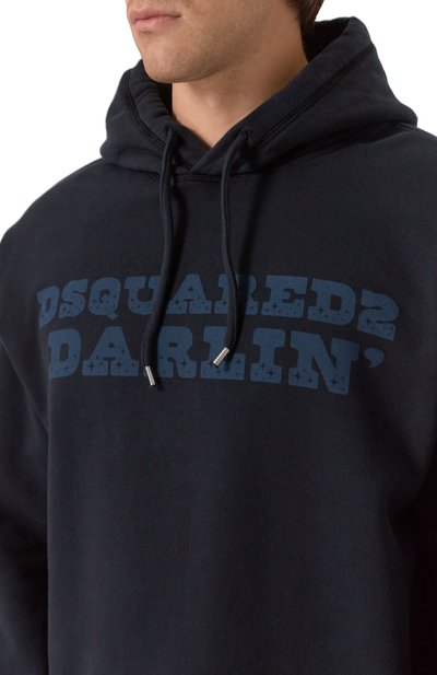Хлопковое худи DSQUARED2 темно-синего цвета по цене 64000 руб., арт. S71GU0739/S25030, фото 5 Хлопковое худи DSQUARED2, арт. S71GU0739/S25030, фото 5