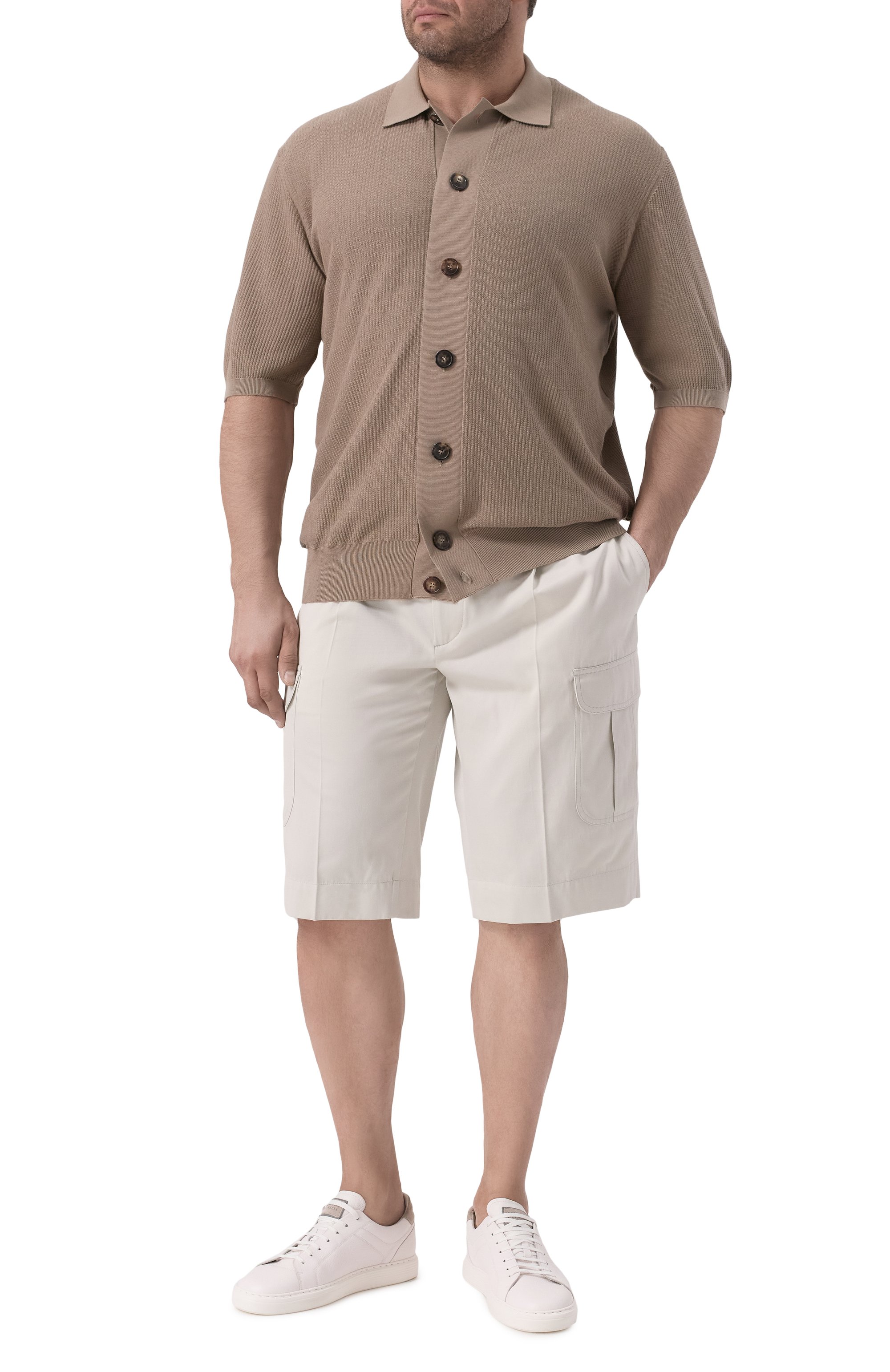 Хлопковые шорты CORTIGIANI светло-серого цвета по цене 94150 руб., арт. 2A3663, фото 2 Хлопковые шорты CORTIGIANI, арт. 2A3663, фото 2