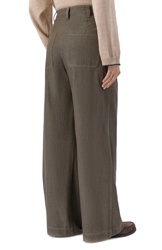 Хлопковые брюки Brunello Cucinelli MB125P5759 Хаки  MB125P5759 Фото 4