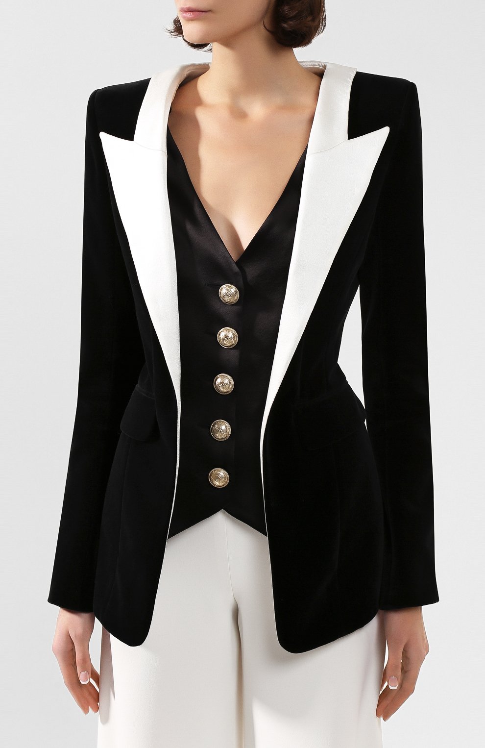 Хлопковый жакет BALMAIN черно-белого цвета по цене 597500 руб., арт. SF17766/155C, фото 3 Хлопковый жакет BALMAIN, арт. SF17766/155C, фото 3