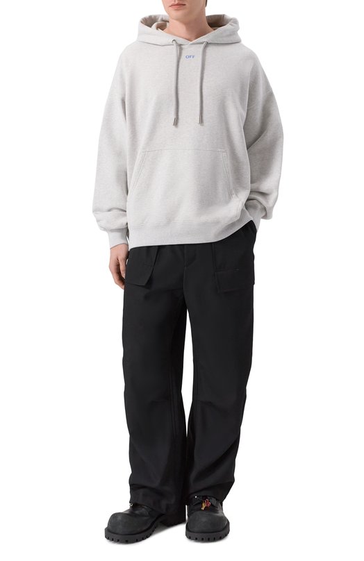 Хлопковое худи Off-White 0MBB085F25FLE00H Серый  0MBB085F25FLE00H Фото 2