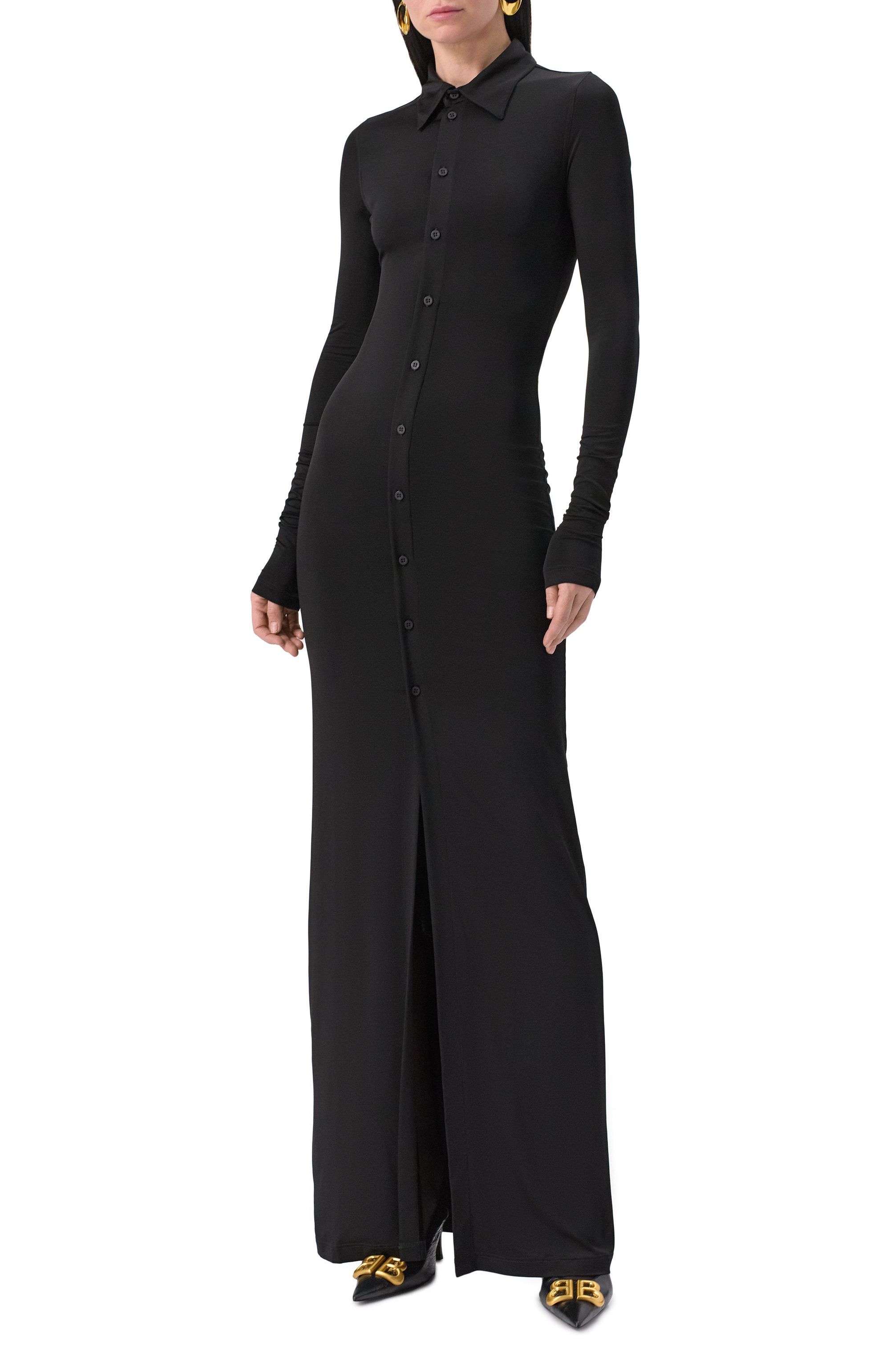 Платье из вискозы BALENCIAGA черного цвета по цене 174000 руб., арт. 814142/TQV46, фото 3 Платье из вискозы BALENCIAGA, арт. 814142/TQV46, фото 3