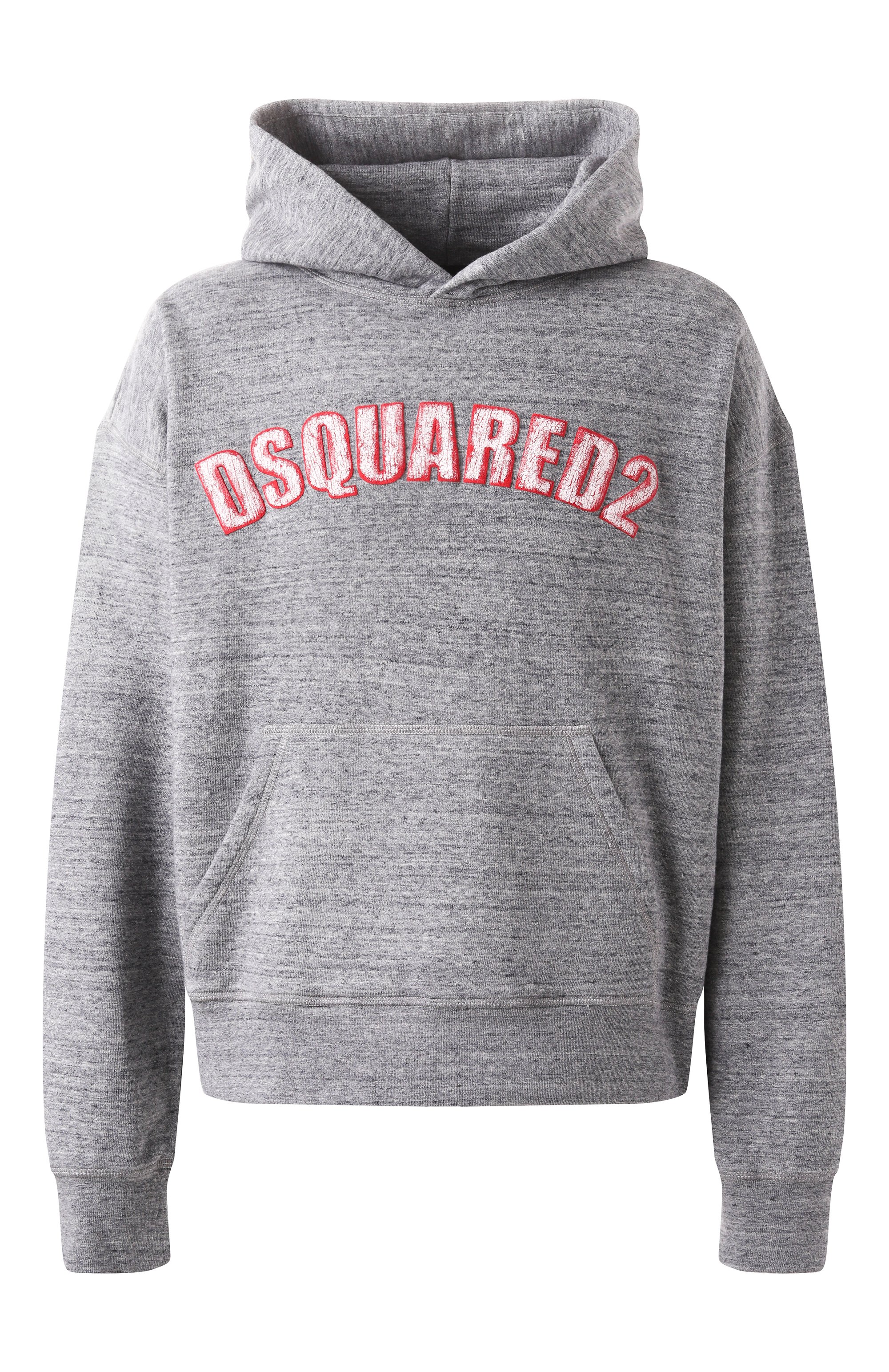 Хлопковое худи DSQUARED2 серого цвета по цене 94600 руб., арт. S74GU0857/S25463, фото 1 Хлопковое худи DSQUARED2, арт. S74GU0857/S25463, фото 1