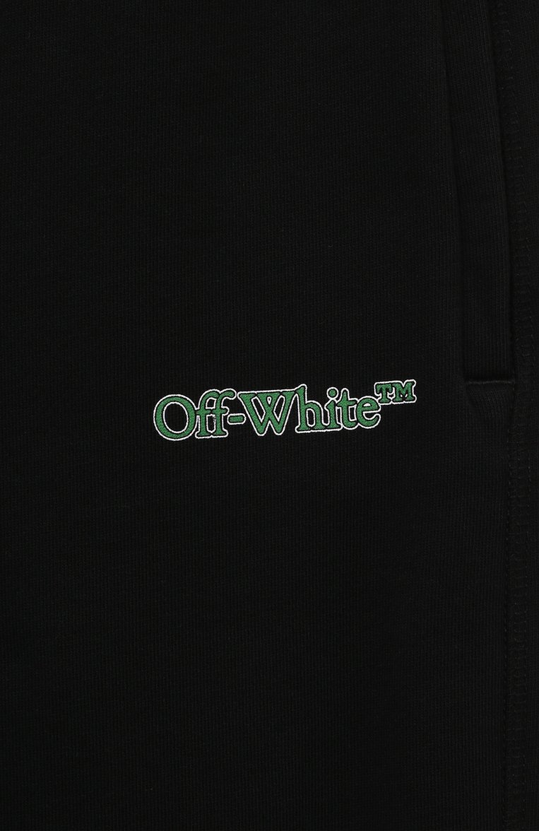 Детские хлопковые джоггеры OFF-WHITE черного цвета, арт. 0BCH001S24FLE003/12-12+ | Фото 3 (Материал внешний: Хлопок; Материал сплава: Проставлено; Нос: Не проставлено; Мальчики Кросс-КТ: Джоггеры-одежда; Ростовка одежда: 12 лет | 152 см, 13 - 15 лет | 158 см)