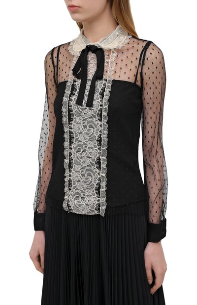 Блузка REDVALENTINO черно-белого цвета по цене 52100 руб., арт. VR3AB03Q/5QR, фото 3 Блузка REDVALENTINO, арт. VR3AB03Q/5QR, фото 3