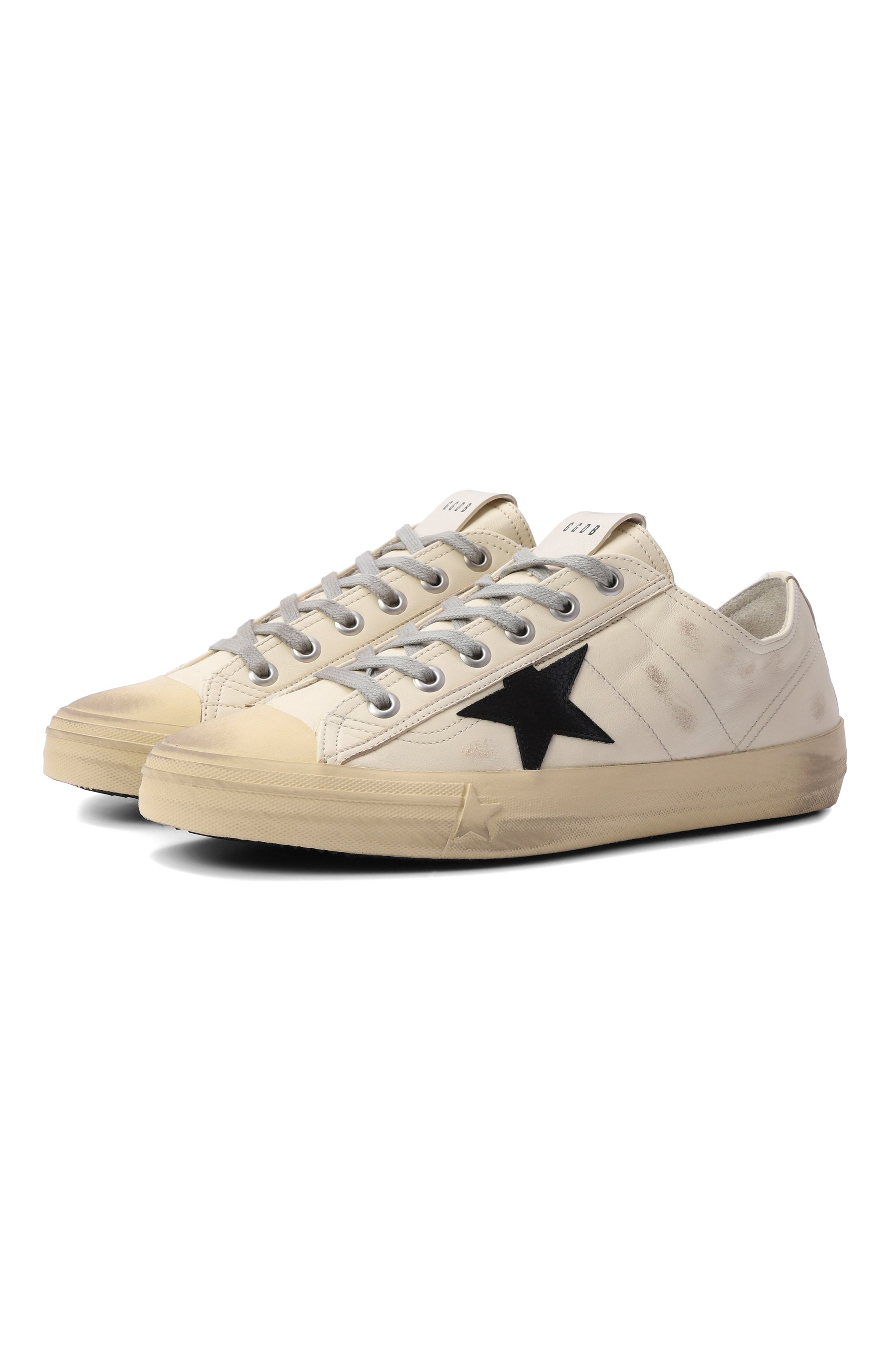 Кожаные кеды v-star GOLDEN GOOSE DELUXE BRAND кремового цвета по цене 68200 руб., арт. GMF00129.F003996, фото 1 Кожаные кеды v-star GOLDEN GOOSE DELUXE BRAND, арт. GMF00129.F003996, фото 1