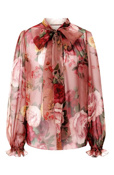 Шелковая блузка DOLCE & GABBANA розового цвета по цене 125000 руб., арт. F5L14T/HS16K, фото 1 Шелковая блузка DOLCE & GABBANA, арт. F5L14T/HS16K, фото 1