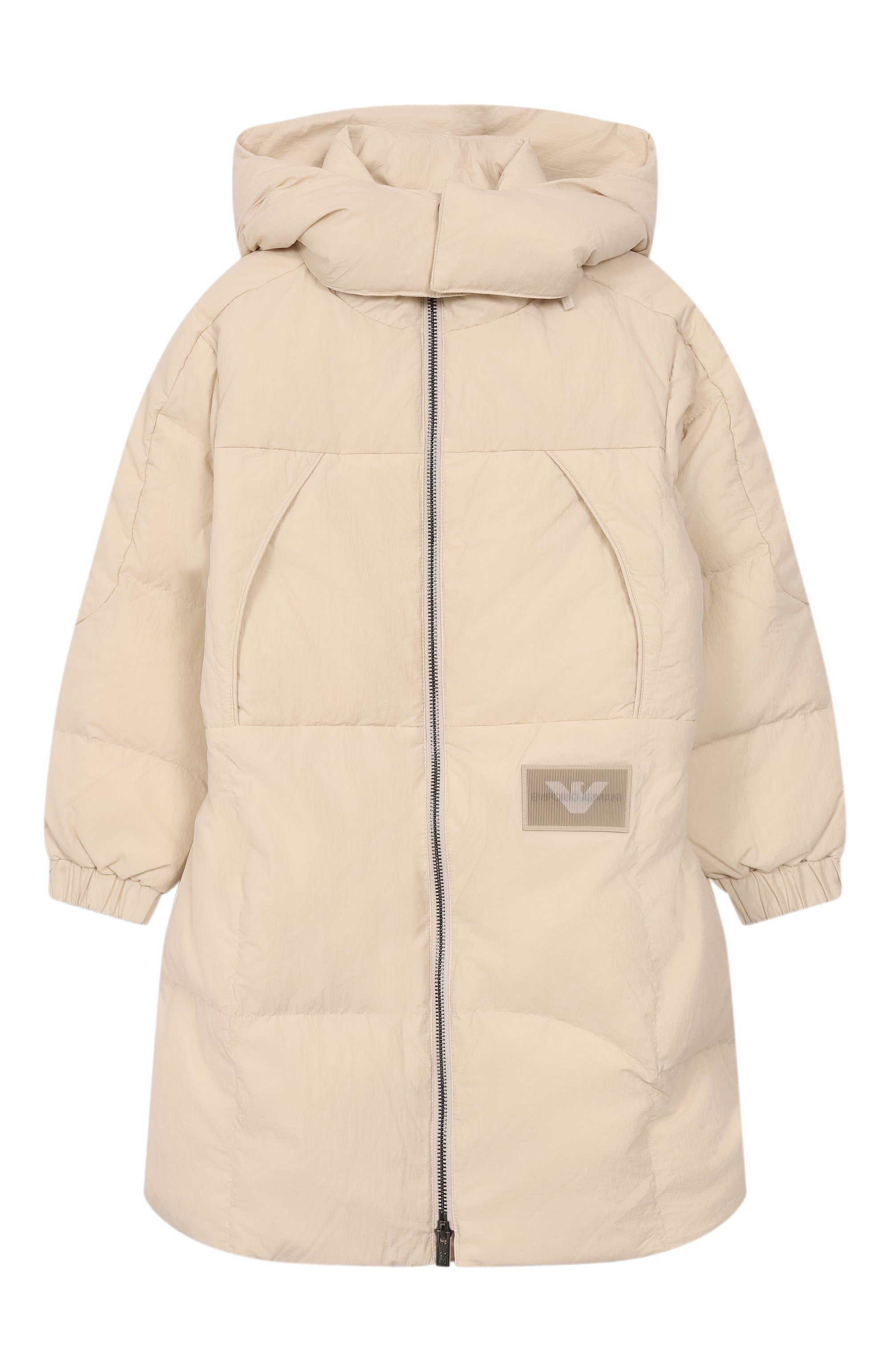 Пуховое пальто EMPORIO ARMANI кремового цвета по цене 51100 руб., арт. EB000490/AF16042, фото 1 Пуховое пальто EMPORIO ARMANI, арт. EB000490/AF16042, фото 1